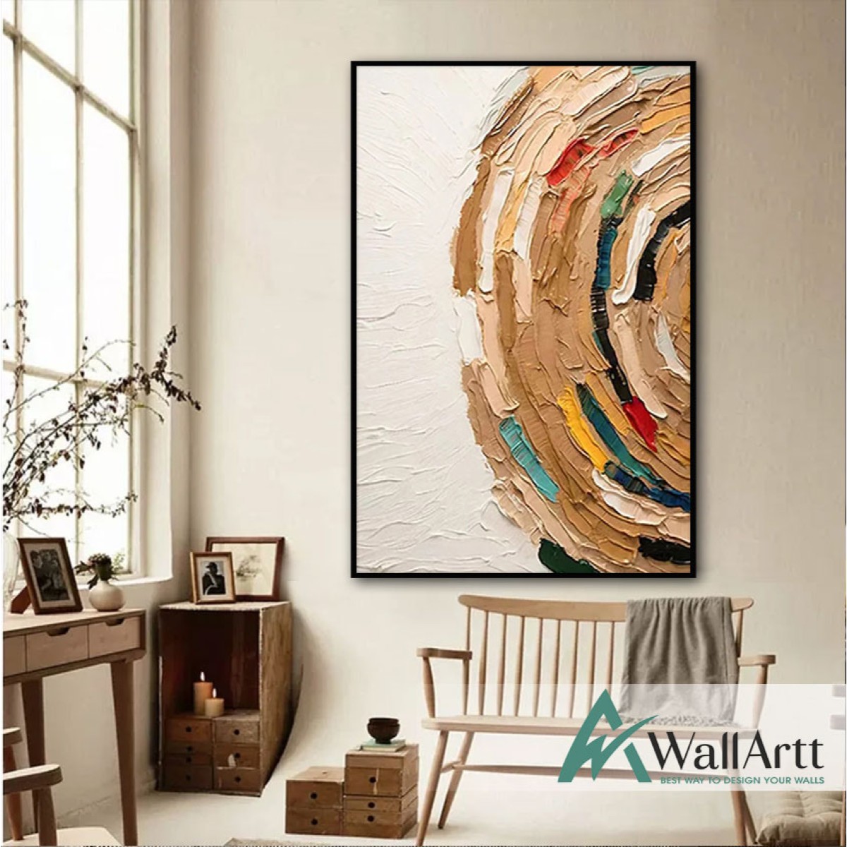 Abstract Half Circle 3d Heavy Textured Partial Oil Painting